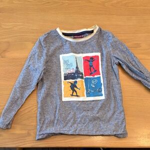 Kids Gray Long-Sleeve Tee with Colorful Skateboard Panels